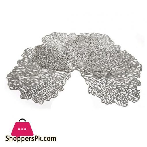 Round Dining Table Placemat 6-Piece Set Metal Cutout Flower-Shaped Table Mat