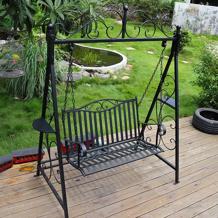 Rod Iron Black Patio Garden Outdoor Lawn Swing