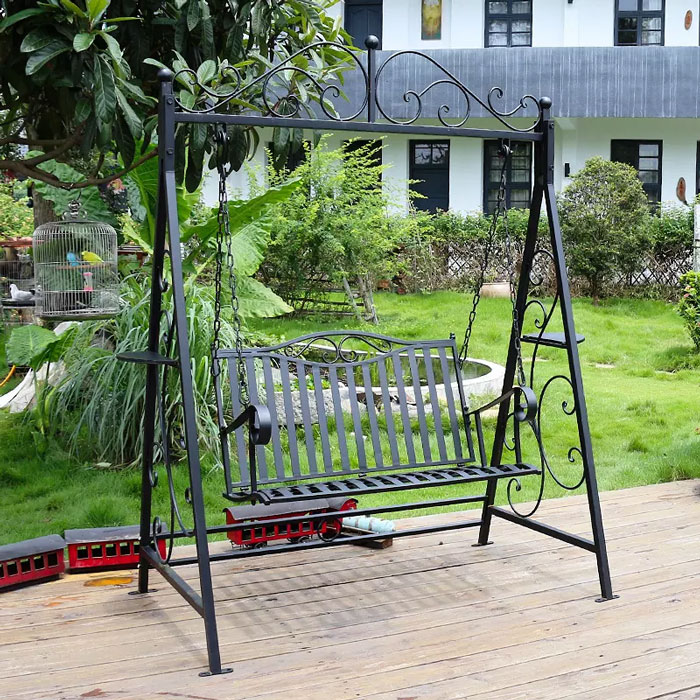 Rod Iron Black Patio Garden Outdoor Lawn Swing