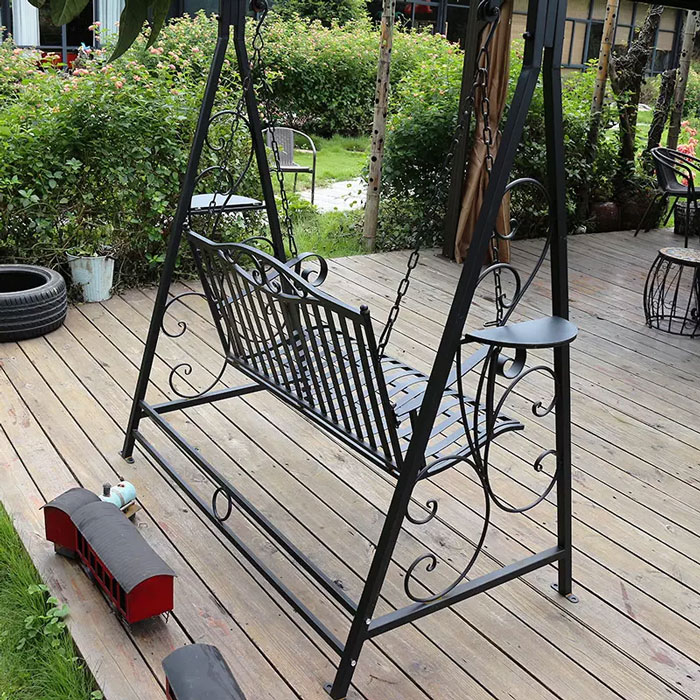 Rod Iron Black Patio Garden Outdoor Lawn Swing
