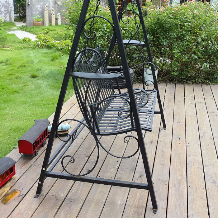 Rod Iron Black Patio Garden Outdoor Lawn Swing