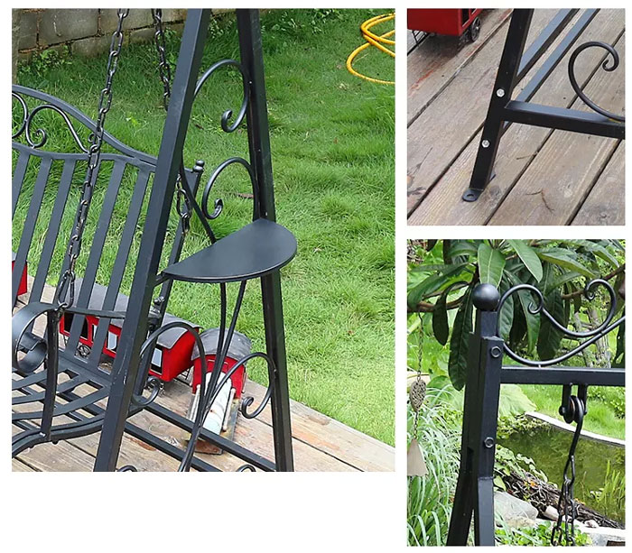Rod Iron Black Patio Garden Outdoor Lawn Swing