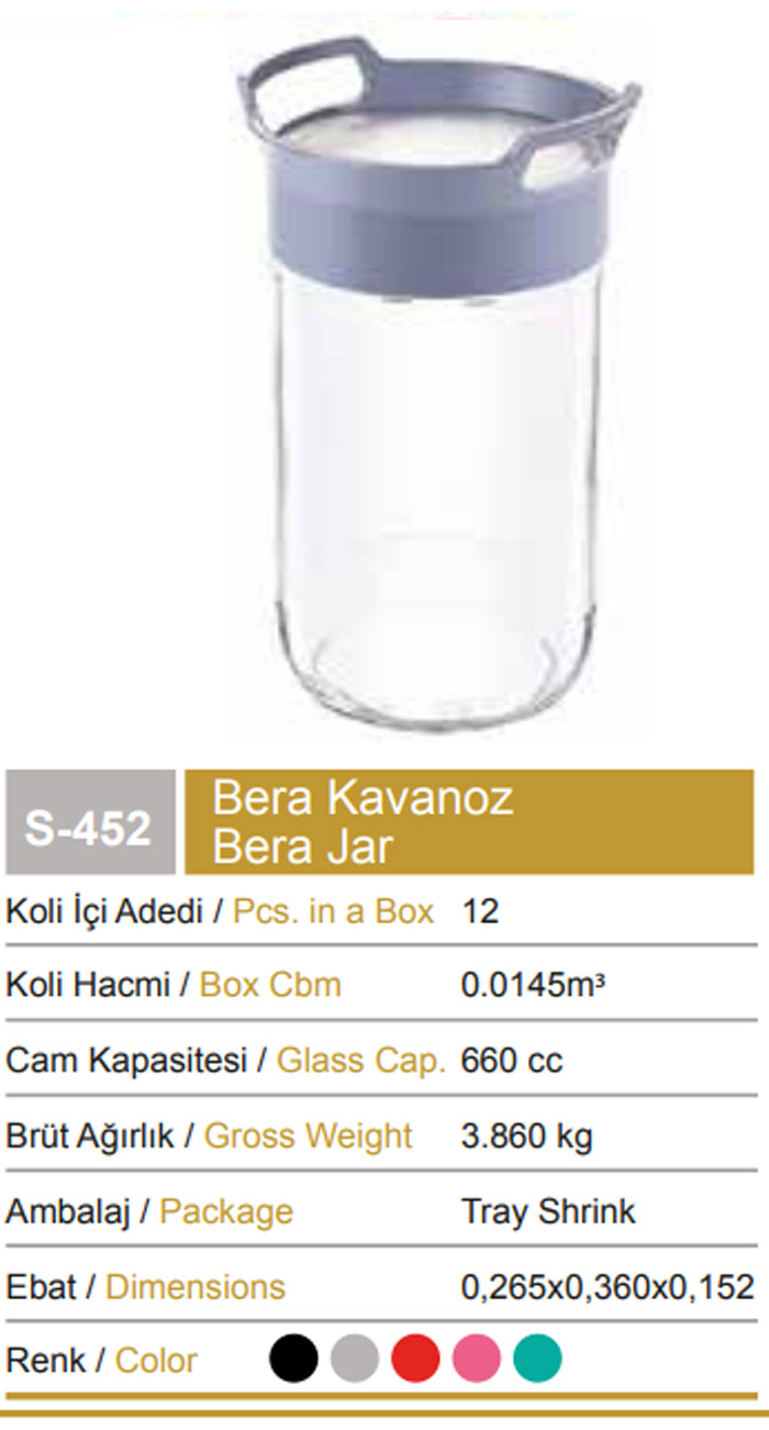 Sarina Bera Jar Storage Jar 660Ml - S452 Turkey Made