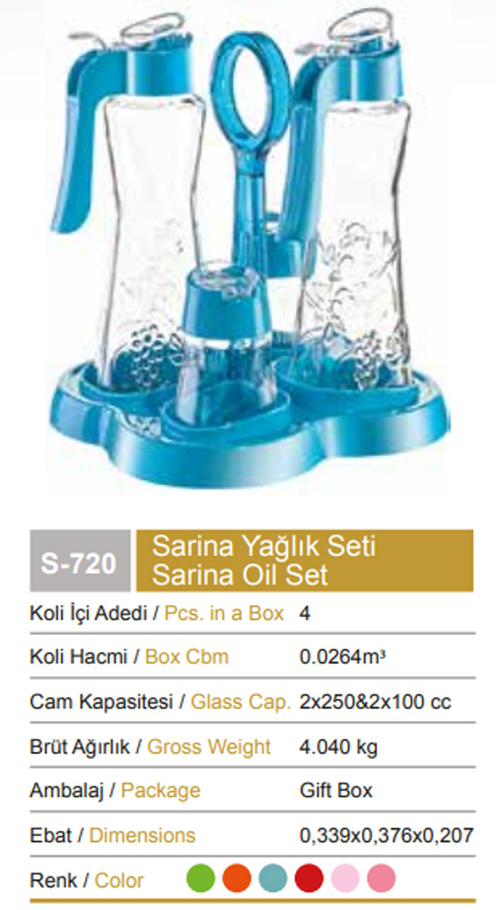 Sarina Glass Oil Set - S720 - Turkey Made