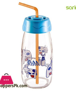 Sarina Glassware Decorated Milk Bottle with Straw 250ML - S771 - Turkey Made