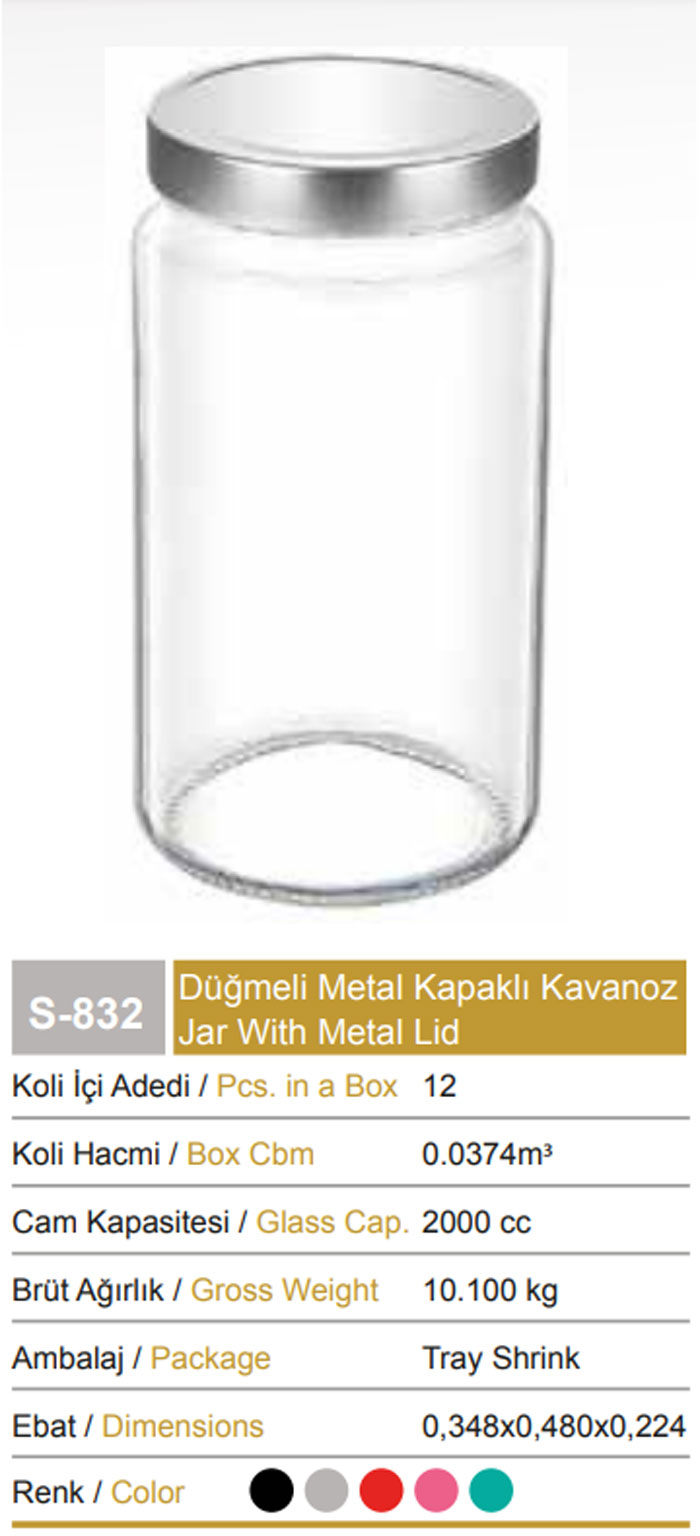 Sarina Metal Lid Pantry Jar 2000Ml - S832 - Turkey Made