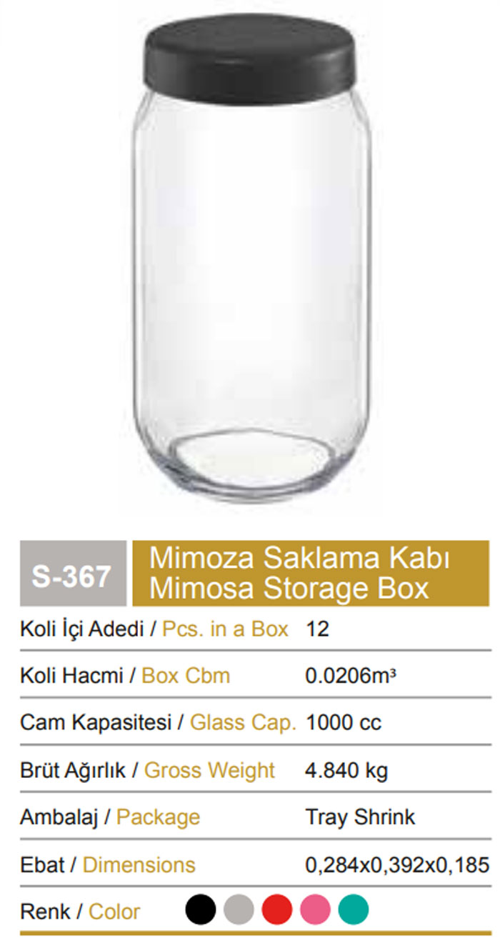 Sarina Mimosa Storage Jar 1000Ml - S367 Turkey Made