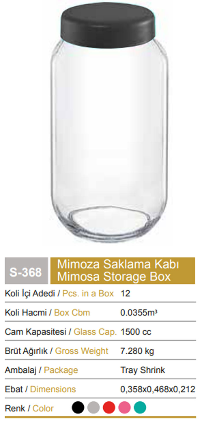 Sarina Mimosa Storage Jar 1500Ml - S368 Turkey Made