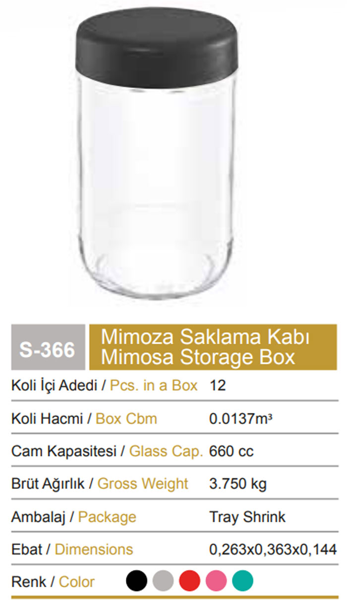 Sarina Mimosa Storage Jar 660Ml - S366 Turkey Made