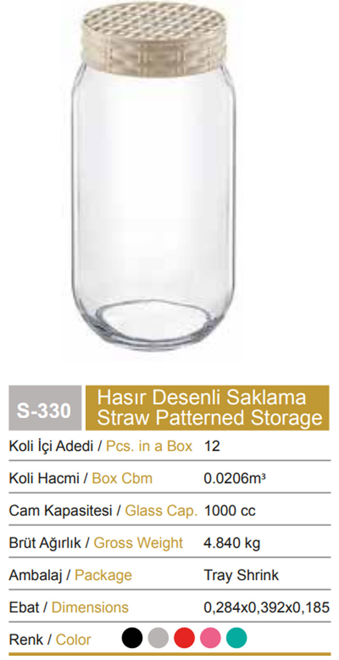 Sarina Straw Decorated Jar 1000Ml - S330 Turkey Made