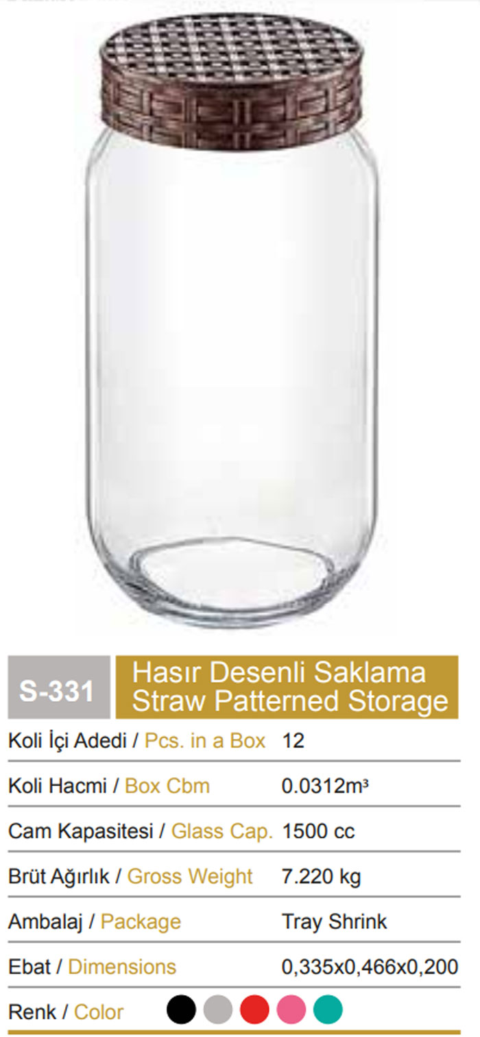 Sarina Straw Decorated Jar 1500Ml - S331 Turkey Made