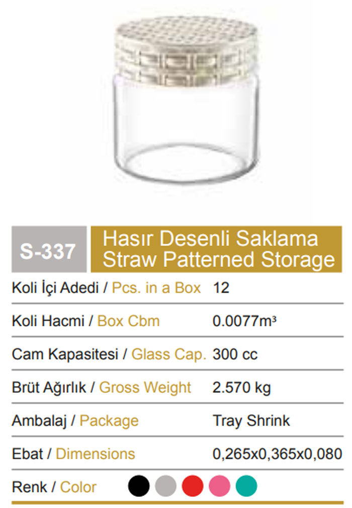 Sarina Straw Decorated Jar 300Ml - S337 Turkey Made