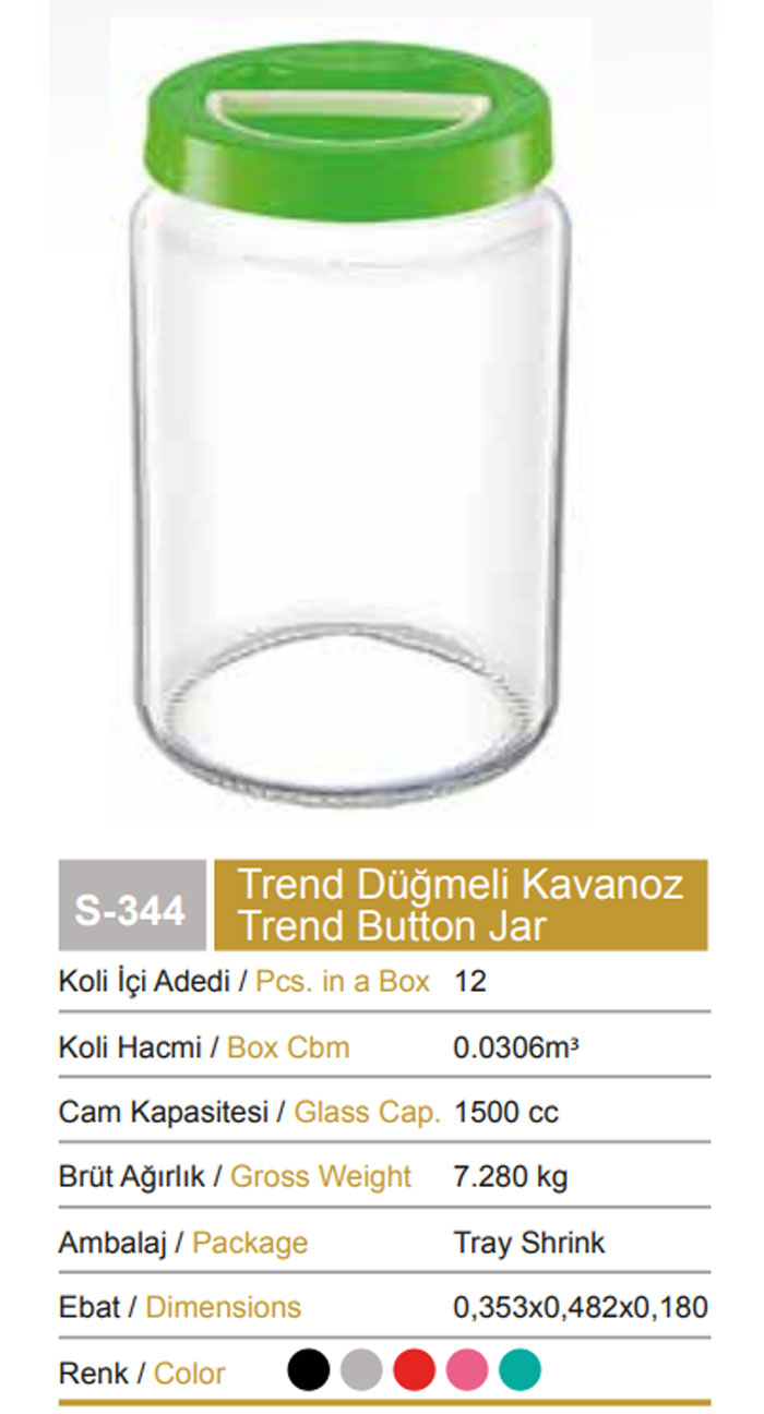 Sarina Trend Jar With Handle 1500Ml - S344 Turkey Made