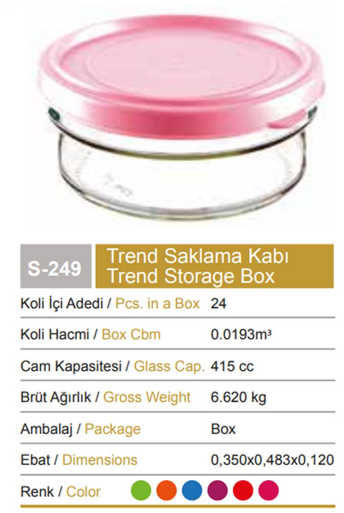 Sarina Trend Storage Box 415Ml - S249 Turkey Made