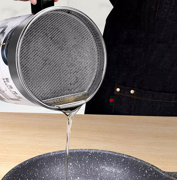 Oil Filter Pot Strainer Suitable For The Storage Of Frying Oil And Cooking Grease 1.7Liter