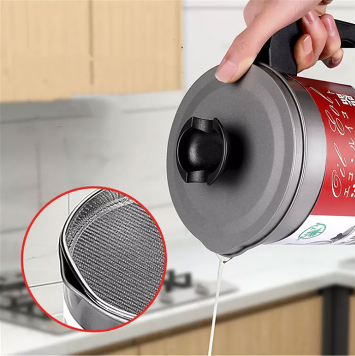 Oil Filter Pot Strainer Suitable For The Storage Of Frying Oil And Cooking Grease 1.7Liter