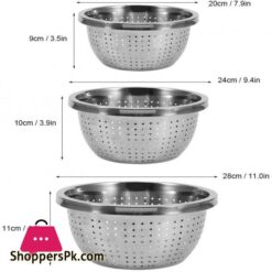 3 Pack Stainless Steel Rice Sieve Rice Washing Bowl Filter Strainer Drainer Kitchen Colander For Vegetables Fruit Pasta Noodles
