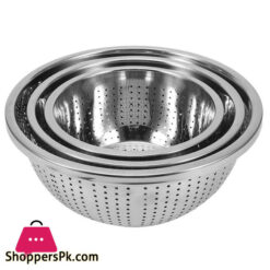 Stainless Steel Rice Sieve Rice Washing Bowl Filter Strainer Drainer Kitchen Colander for Vegetables Fruit Pasta Noodles - 26 CM