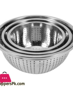 Stainless Steel Rice Sieve Rice Washing Bowl Filter Strainer Drainer Kitchen Colander for Vegetables Fruit Pasta Noodles - 30 CM