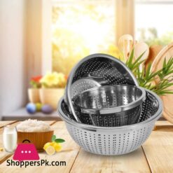 3 Pack Stainless Steel Rice Sieve Rice Washing Bowl Filter Strainer Drainer Kitchen Colander For Vegetables Fruit Pasta Noodles