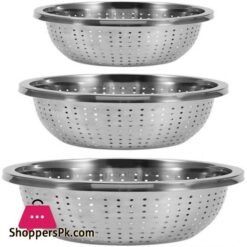 3 Pack Stainless Steel Rice Sieve Rice Washing Bowl Filter Strainer Drainer Kitchen Colander For Vegetables Fruit Pasta Noodles