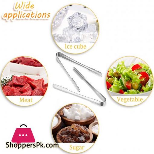 Stainless Steel Mini Tong For Kitchen - Silver, Stainless Steel Buffet Serving Utensils Salad BBQ Tongs Heavy Duty Food Serving Tong, Cooking Tong Grilling Tong, Stainless Steel Icing Tong, Ice Cube Tong