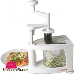 Cuisique Spiralizer The Premium Easy to use Healthy Courgette Spaghetti Pasta Maker, with Extra 4 Blade Bundle including - Fruit Slicer, Mandolin, Vegetable Cutter and Juicer - with a Unique 1 Litre Spiral Catcher