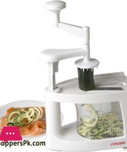 Cuisique Spiralizer The Premium Easy to use Healthy Courgette Spaghetti Pasta Maker, with Extra 4 Blade Bundle including - Fruit Slicer, Mandolin, Vegetable Cutter and Juicer - with a Unique 1 Litre Spiral Catcher