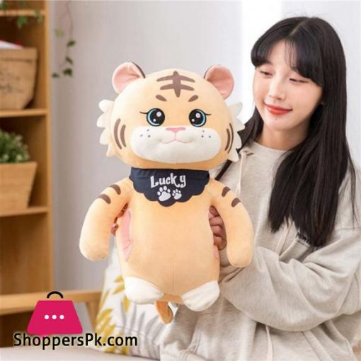 IDSUMR Stand Tiger Plush Toy Soft Tiger Stuffed Toy with Hand Warmer Pillow Dolls for Kids Gift Year of The Tiger Mascot Doll Home Decor(25cm,Yellow)