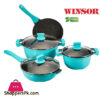 Winsor Cast Aluminum Non-Stick Cookware-Turquoise 9 Pcs