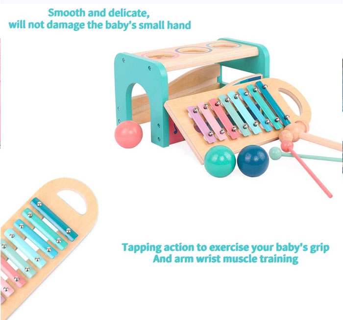 Wooden Hammer And Ball Toy And Xylophone Set Tap Toys And Xylophone Toy For Baby Toddlers- Wooden Musical Toys For Kids