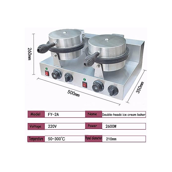 2 Heads Commercial Electric Ice Cream Cone Baker