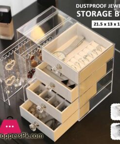 Transparent Jewelry Box Ring Earring Holder Large Capacity Necklace Cosmetic Storage Drawer Dressing Table Organizer|Storage Boxes & Bins
