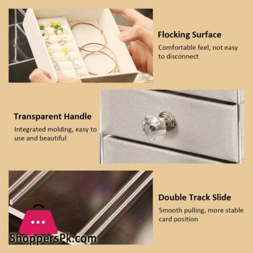 Transparent Jewelry Box Ring Earring Holder Large Capacity Necklace Cosmetic Storage Drawer Dressing Table Organizer|Storage Boxes & Bins