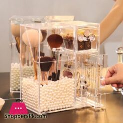 Acrylic Makeup Brush Storage Box Cosmetic Organizer Transparent Jewelry Display Dustproof Plastic Box Multifunctional Large|Storage Boxes &Amp; Bins