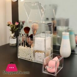 Acrylic Makeup Brush Storage Box Cosmetic Organizer Transparent Jewelry Display Dustproof Plastic Box Multifunctional Large|Storage Boxes &Amp; Bins
