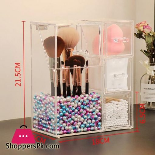 Acrylic Makeup Brush Storage Box Cosmetic Organizer Transparent Jewelry Display Dustproof Plastic Box Multifunctional Large|Storage Boxes & Bins