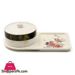 Angela Ceramic Pot With Tray - MK85