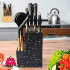 BASS STAINLESS STEEL MODERN KNIFE BLOCK 11 PIECE SET (Gray)
