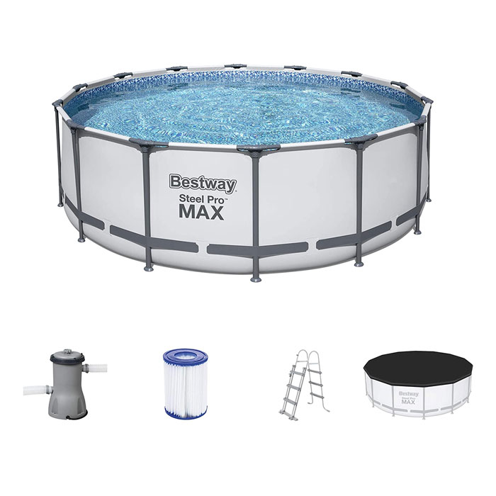 Bestway 5612X Removable Pool Steel Pro Max 427 X 122 Cm, With Cartridge 3,028 L/H Cover And Ladder