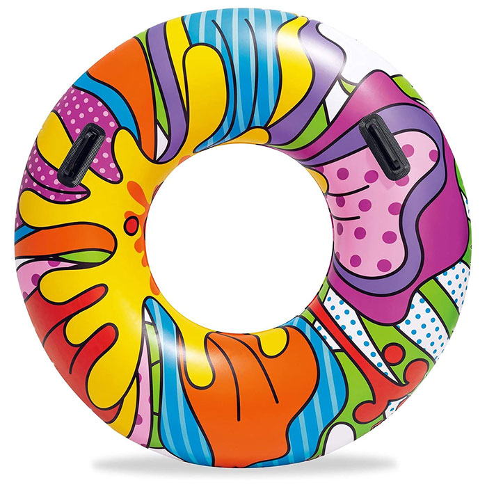 Bestway 36125-19 Inflatable Rubber Ring, Swimming Float With Pop-Art Design, Multi-Colour