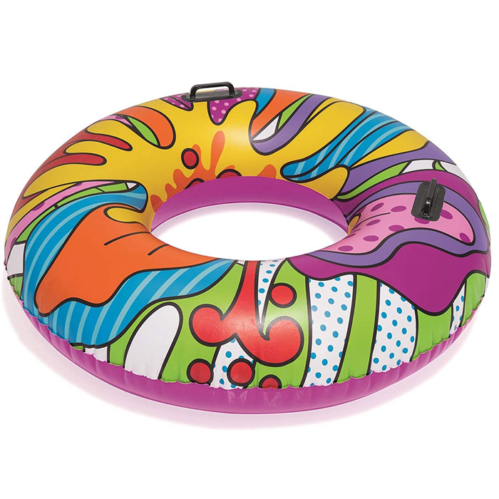 Bestway 36125-19 Inflatable Rubber Ring, Swimming Float With Pop-Art Design, Multi-Colour