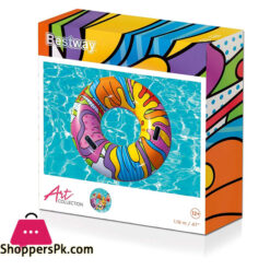 Bestway 36125-19 Inflatable Rubber Ring, Swimming Float with Pop-Art Design, Multi-Colour