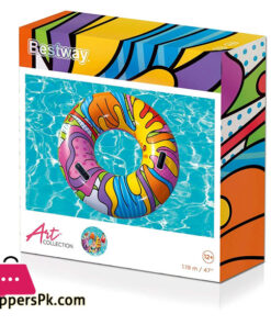 Bestway 36125-19 Inflatable Rubber Ring, Swimming Float with Pop-Art Design, Multi-Colour