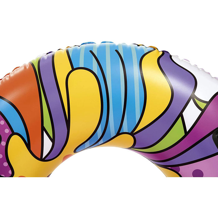 Bestway 36125-19 Inflatable Rubber Ring, Swimming Float With Pop-Art Design, Multi-Colour