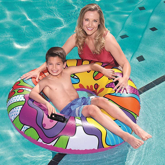 Bestway 36125-19 Inflatable Rubber Ring, Swimming Float With Pop-Art Design, Multi-Colour