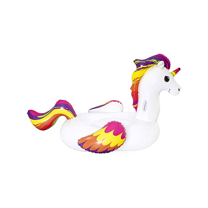 Bestway 41113 Inflatable Supersized Unicorn Ride-On, Swimming Pool Float, White, Supersize (2.33 M)