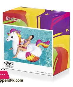 Bestway 41113 Inflatable Supersized Unicorn Ride-On, Swimming Pool Float, White, Supersize (2.33 m)