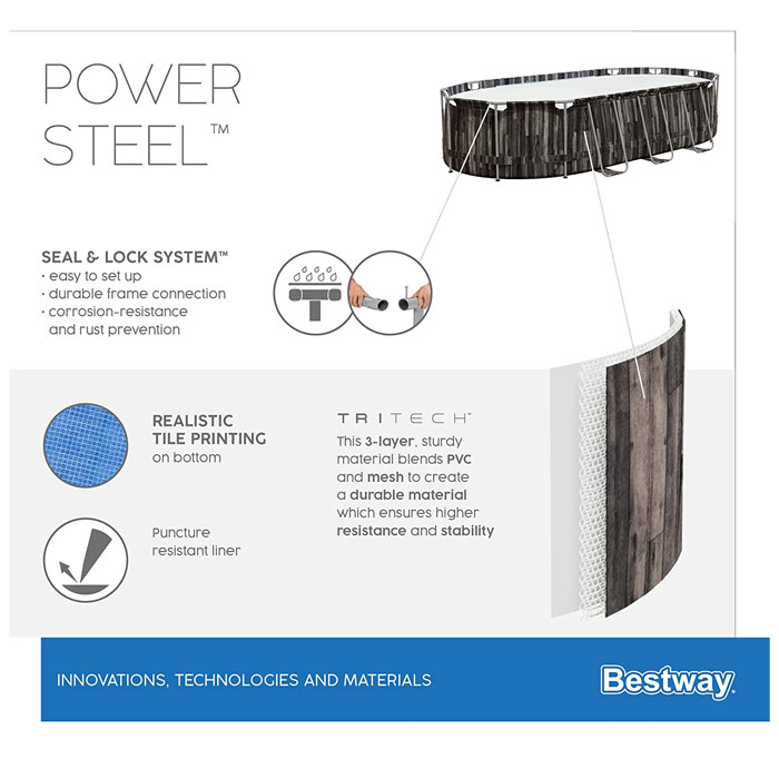 Bestway 5611Z Power Steel Above Ground Swimming Pool 640X274X132Cm