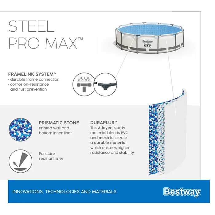 Bestway - 56416 Steel Pro Max Pool Set Round Above Ground Pool